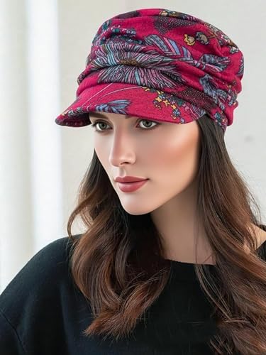 XYIYI Women Cancer Headwear Soft Chemo Beanie Baseball Cap - color: Red Flower