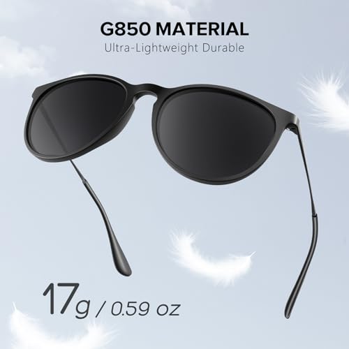 THUNY Retro Round Polarized Sunglasses Men Women with UV 400 Protection,Trendy Lightweight Sun Glasses for Driving Fishing
