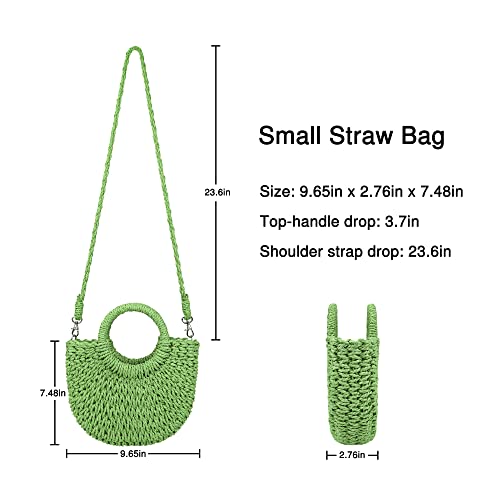 Womens Straw Beach Bag Woven Crossbody Shoulder Bags Top Handle Satchel Handbag Purse for Summer - color: Green