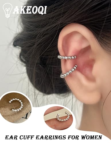 AKEOQI 16 Pcs Ear Cuff Earrings Non Piercing Cubic Zirconia Ear Cuffs for Women Silver Gold Plated Clip on Cartilage Helix Wrap Fake Earrings Jewelry - color: Silver