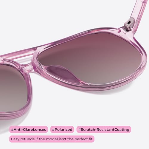 livho Trendy Polarized Aviator Sunglasses Women Men, Retro Sun Glasses for Women Men 2025, Oversized UV Protection Shades - color: Purple/Purple Gradient Brown