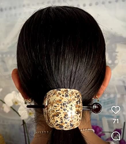 Camila Paris CP3342 French Hair Bun Holder Cover Cap Hair Updo, Camouflage, Hair Pin Thru, Strong Hold Grip Hair Clips for Women, No Slip and Durable Styling Girls Hair Accessories, Made in France - color: Camouflage