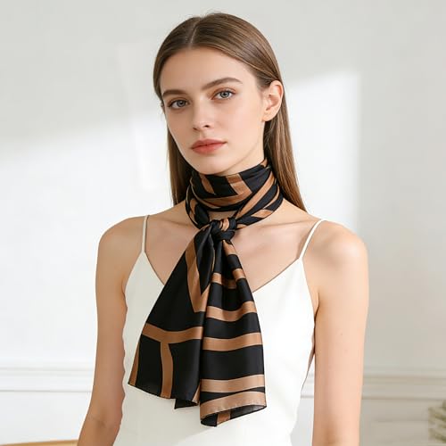 Silk Scarf Mulberry Silk Fashion Scarves Long Lightweight Shawl Wrap … - color: W41