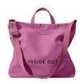 Canvas Tote Bag For Women inside out bag Crossbody Handbag with Adjustable Strap and Coin Purse for Work,Travel,Grocery - color: Pink