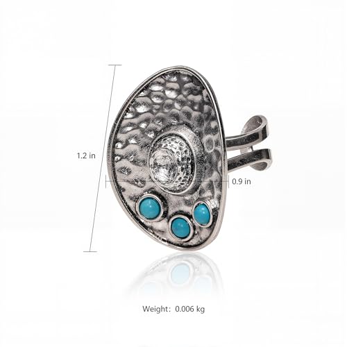Montana West Rustic Couture's Bohemian Turquoise Cuff Ring for Women Cowgirl - color: Deep Turquoise