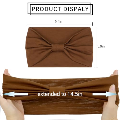 Awumbuk Wide Headbands for Women Knotted No Slip Head Bands Soft Turban Headband Hair Accessories Boho African Solid Color Head Wraps for Women Yoga Workout (Multi-colored-2) - color: Multi-colored-2