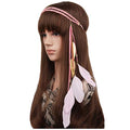 WLBON Halloween Boho Feather Headband Hippie Indian Leaf Hair Hoops Bands Tassel Bohemian Headpiece Hairband Women Xmas Wedding Festival Masquerade Cosplay Dress Up Birthday Party Accessories Pink - color: Pink Tone