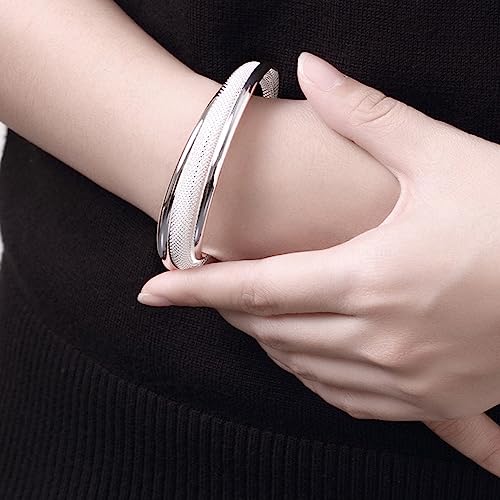 925 Sterling Silver Bracelets Open Adjustable Bangle Bracelet Teardrop Water Drop Cuff Bangles for Women - color: Pattern 4
