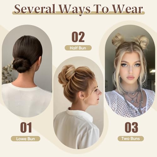 CJL HAIR 2PCs Small Cute Messy Bun Hair Piece for Thin Hair Women Mini Synthetic Curly Bun Scrunchies Updo Hairpieces Pepper Grey - color: 2PCS-Pepper Grey