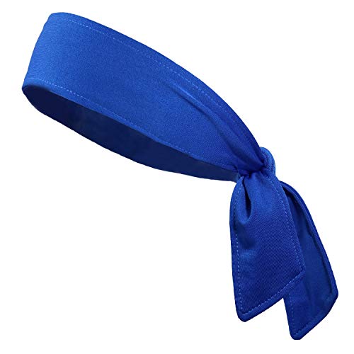 Headbands Tie on Headband for Women Men Running Athletic Hair Head Band Elastic Sports Sweat Basketball Sweatband Stetchy Yoga Workout Sweatbands Adjustable Non-Slip Moisture Wicking - color: blue
