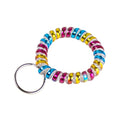 Lucky Line 2” Diameter Spiral Wrist Coil with Steel Key Ring, Flexible Wrist Band Key Chain Bracelet, Stretches to 12”, Rainbow, 1 Pack (410091) - color: Rainbow, size: 1 Pack