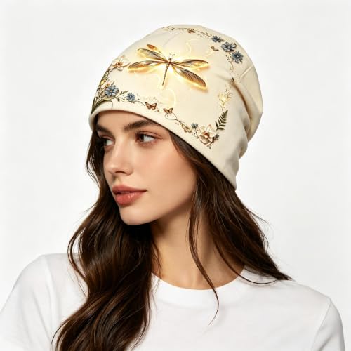 Tenna Teki Women Slouchy Beanie Chemo Hat Cancer Caps for Patient | Autumn Spring Lightweight Comfortable Breathable Beanie for Men - color: Gold