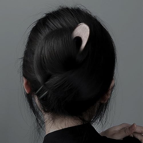 Uonlytech Ebony Wood U-shaped Hair Fork Hair Stick Chinese Style for Women Double Prong for Buns and Updos