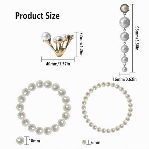 Geiomoo Pearl Purses with Chain, Stacking Rings, Tassel Earrings, Crossbody Beaded Evening Shoulder Bag for Women