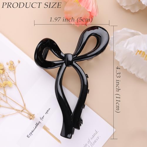 4 Pcs Bow Hair Clips Elegant Hair Claw Butterfly Hair Accessories for Girls Nonslip Butterfly Clips Hair Styling Accessories for Women - color: 4 Pcs-Transparent Style(Coffee,Olive Green,Gray,White)