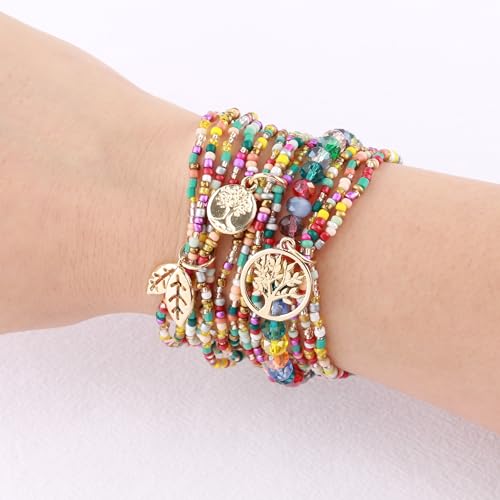 6 sets Bohemian Multilayer tassels bracelet Handmade Wrap Bracelets Bangle Jewelry Bracelets for Women - color: 6PCS-A