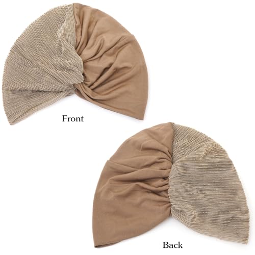 XYIYI Chemo Headwear Turban for Women, Cancer Patients Head Wrap Cover Hat for Hair Loss - color: Khaki