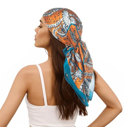 RIIQIICHY Women Head Hair Scarf Like Satin Silk Scarf Sleeping Hair Wrapping Night 27.5" - color: C007