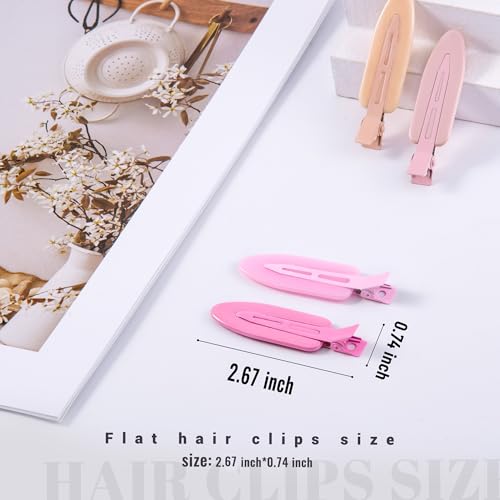 10 Pcs Creaseless No Crease No Bend Flat Hair Clips For Styling Non Slip Makeup Clips For Women Salon Hairstyle, Pink Rose Red - color: Pink Rose Red