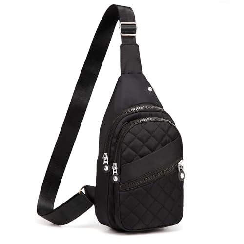 Xsecnua Crossbody Sling Bag Small Sling Backpack, Cross Body Bag Chest Bag for Women Men Travel Hiking Daypack - color: A-black