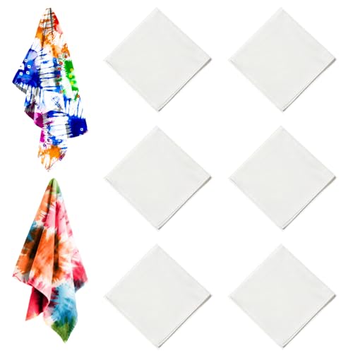 Cotton White Bandana, 22"x22" White Bandanas Bulk for Tie Dying, Handkerchiefs Headband Head Wrap Scarf - style: 6pcs