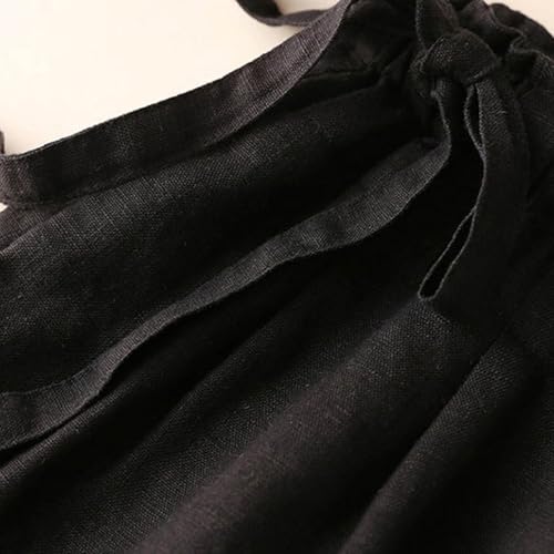 JiXiang Women's Palazzo Pants Wide Leg Boho High Waisted Side Drawstring Lounge Trousers Flowy Casual Loose Lightweight Pants - color: 1-black, size: X-Large