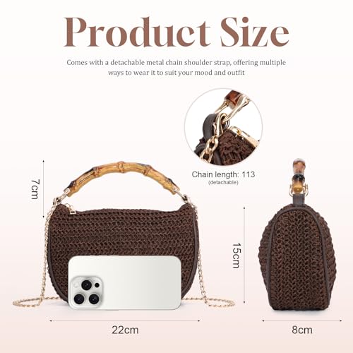 GOKTOW Straw Clutch Purses for Women Small Summer Handbag Woven Beach Hobo Tote Bags Vacation Crossbody Bag 2026 - color: Coffee