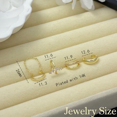 Fake Earrings for Women Non Piercing Ear Cuff Earring Dainty 14K Gold Plated Cuff Earrings Set Cubic Zirconia Ears Jewelry on Cartilage - style: 4A