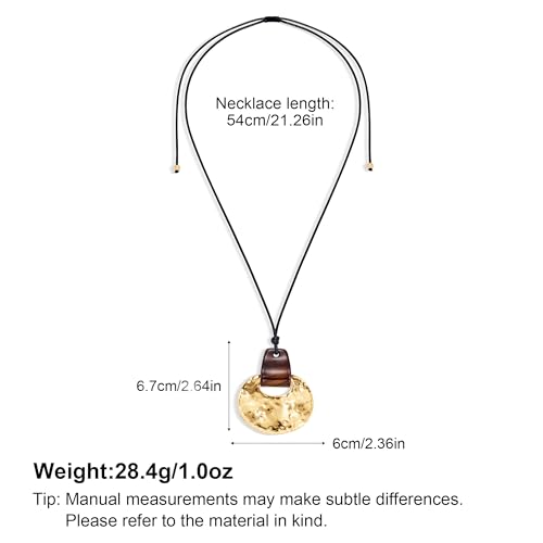 MUYAN Gold Hammered Pendant Necklaces for Women Western Statement Long Necklace Cowgirl Outfits Boho Vintage Jewelry