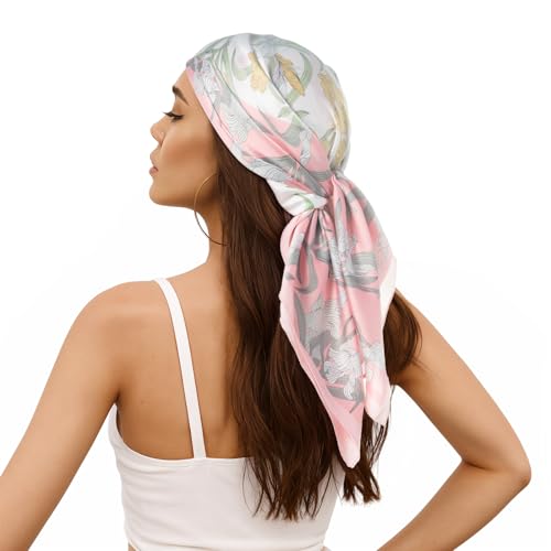 RIIQIICHY Women Head Hair Scarf Like Satin Silk Scarf Sleeping Hair Wrapping Night 27.5" - color: C008