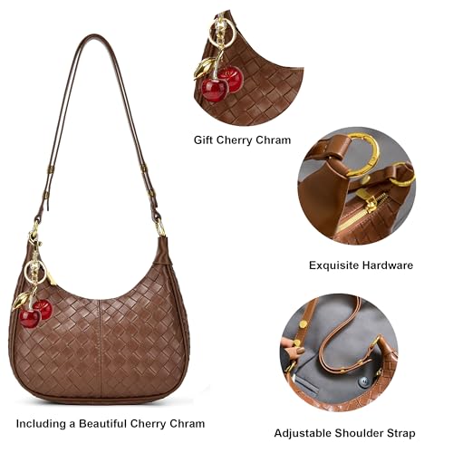 Small Hobo Bags Crescent Shaped Shoulder Bags for Women Mini Cherry Purse Fall Soft Crossbody Handbag 2025 - color: Wy26-97brown