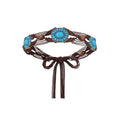 WHIPPY Boho Turquoise Belt for Women Wax Rope Braided Waist Belt Western Hand-Woven Bead Tassel Belts for Dress, 2” Wide - color: Coffee