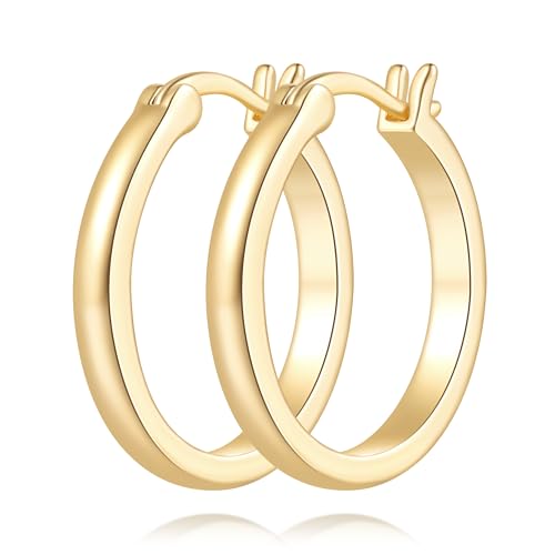 14K Gold Hoop Earrings for Women 14K Gold Earrings for Women Gold Hoop Earring for Womens Hoops Understated Elegance with Smooth Lines Hoops Earring for Womens 20/25/30/35/40/50 mm - size: 20MM