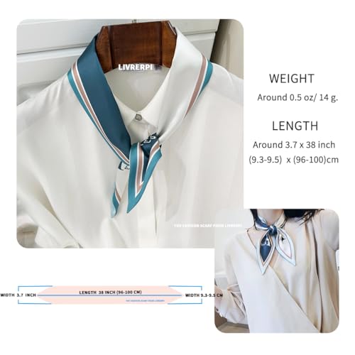 Hair Head Neck Bag Long Scarf Versatile Wrap for Women Soft & Lightweight for Everyday Chic - color: 15 Lake Blue 3.7 X 34 Inch