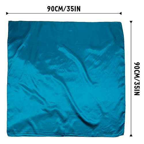 NZKNP Silk-Like Head Scarf - Women's Bandana Wraps - color: 16-turquoise, size: 35"*35"