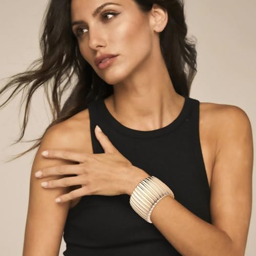 YMBYCM Gold Chunky Bangle Bracelets for Women Trendy Wide Chunky Cuff Bracelets Wrap Bracelet - style: F-G