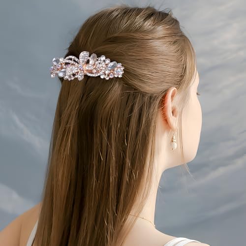 Joez Wonderful Rhinestone Hair Clip Sparkly Crystal Barrettes French Wedding Prom Engagement Pageant First Communion Hair Decorative Accessories for Women Bride (Rhinestone Butterfly White, 1 Pcs) - color: Rhinestone Butterfly Silver C