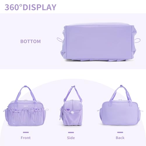 ECOHUB Small Gym Bag for Women, Mini Gym Duffle Bag with Wet Compartment, Bowknot Sports Bag, Cute Gym Tote Bag Dance Yoga Workout Travel Bags Lavender - color: Lavender