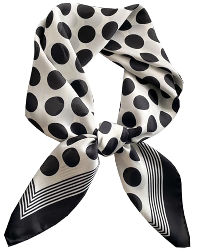 Saiusloa Neck Scarf For Womens Silky Head Scarves Hair Bandanas Square Scarf Fashion Accessories lightweight - color: 2-black Flecks