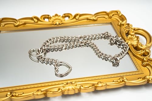 Heart O-ring Slip Chain Necklace For Women, Handmade Punk Gothic Cuban Necklace Jewelry Adjustable Lariat Y-Necklace - color: Silver, size: 29"
