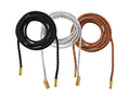 TeeYee Waist Belt Woven Knitted Rope/Chain PU leather 3 Pieces Tassel Rope Skinny Belt - color: 019blacksilvertan