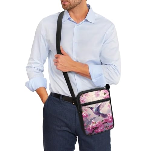 Womens Crossbody Bag Cell Phone Purse Wallet Small Shoulder Handbag for Workout Travel Gym - color: Hummingbird Floral