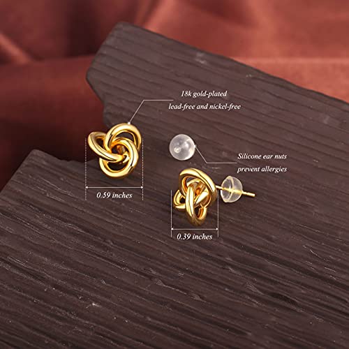 18K Gold Love Knot Stud Earrings for Women Statement Button Pearl Stud Earrings Minimalist Cute Small Post Earring - color: 1. Knot