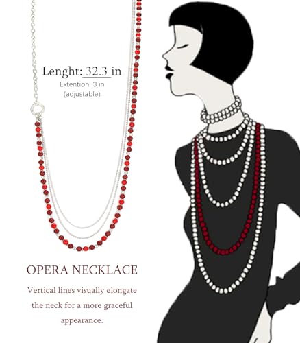 BULINLIN Layered Long Necklaces for Women Long Beaded Chain Necklace CostumeJewelry Mothers Day Gifts for Mom - color: 96-Red