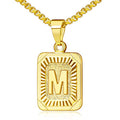 JSJOY Graduation Gifts 2026 Gold Initial Necklaces for Women Men Gold Letter Necklaces 26 Capital A-Z Letter Pendant Necklaces for Women Square Monogram Necklace for Her Initial Necklaces - color: Gold Letter M