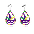Mardi Gras Clip on Earrings for Women Boho Acrylic Parade Lette Mardi Gras Carnival Clip on Earrings Holiday Festival Jewelry Gifts Accessory - color: style2