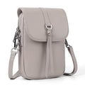 befen Genuine Leather Small Crossbody Bags for Women, Multi Pocket Cell Phone Crossbody Purse with RFID Blocking Card Slots - color: Beige Grey