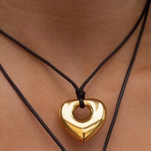 Frodete Statement Necklace for Women Chunky Gold Necklaces Long Pendant Necklace Boho Necklaces Gold Pendant Jewelry Cowboy Chic Style Cowgirl Outfit - color: Z2:Heart Pendant Necklace