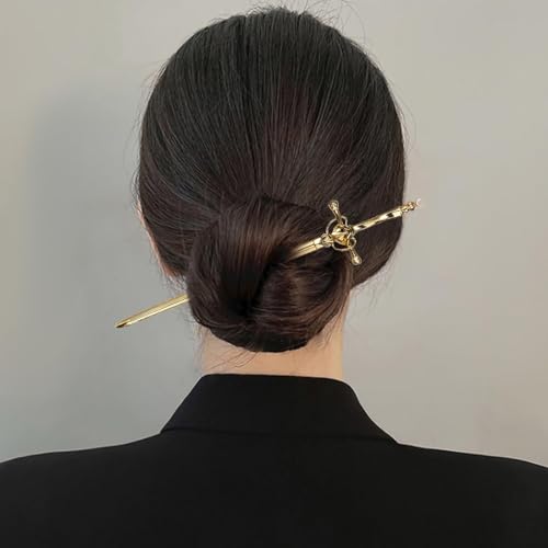 2pack 14K Golden Sword Styling Pins Black Wicca Witch Hair Stick Slide Renaissance Festival Hair Acceossories for Women 09