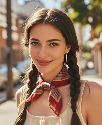 Cotton Like Bandana in Bulk, Head Scarf, Headband, Head wrap, Hair Neck Scarf for Women 22 x 22 inch - color: Bib05 Plaid 4pcs